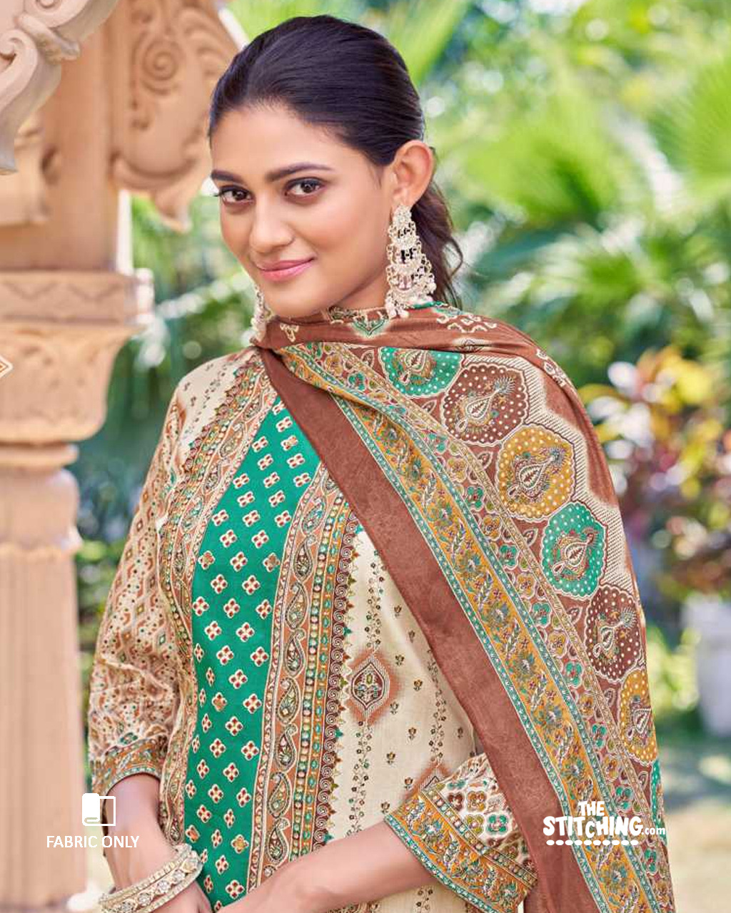 Brown Unstitched Salwar Suit
