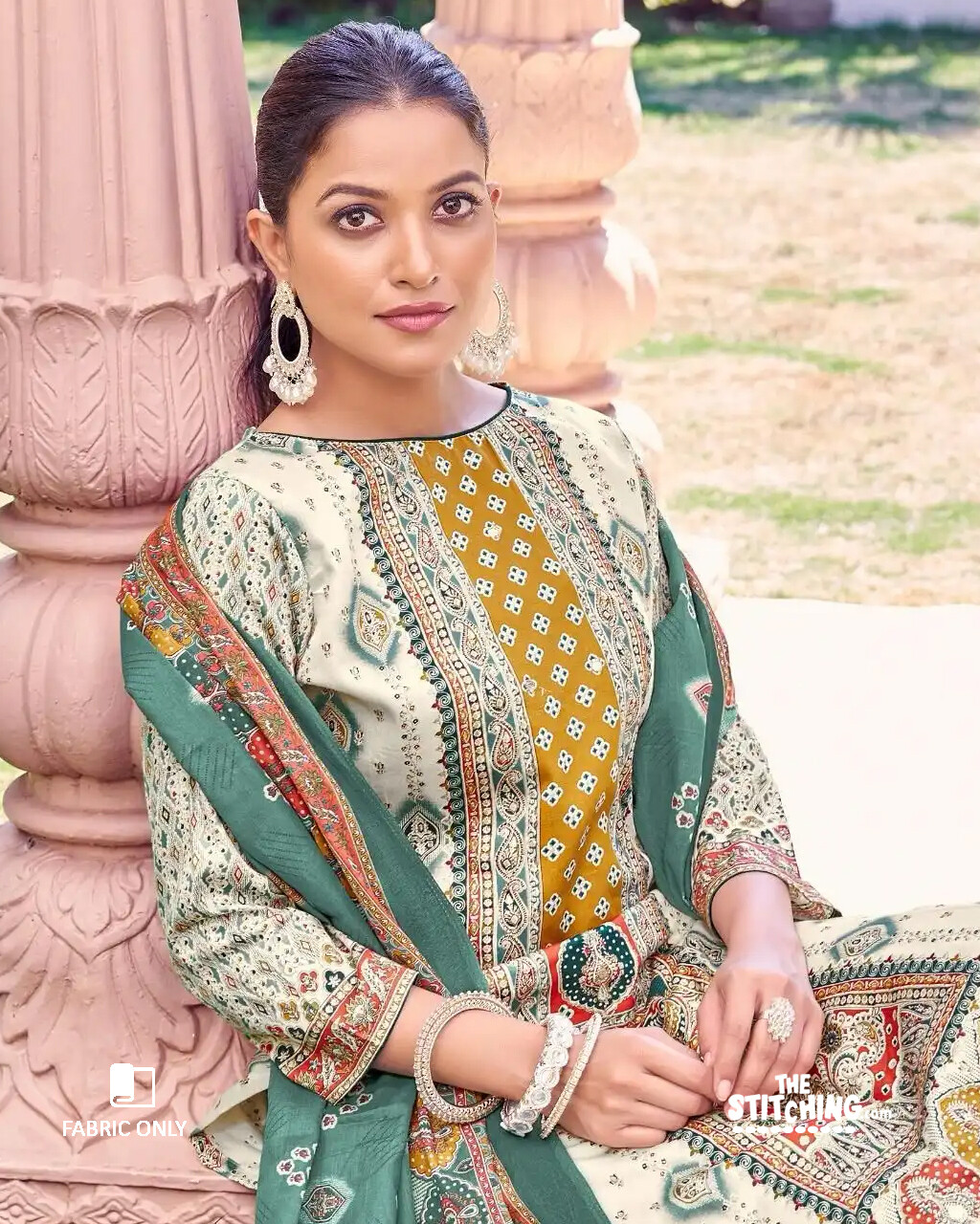 yellow Unstitched Salwar Suit