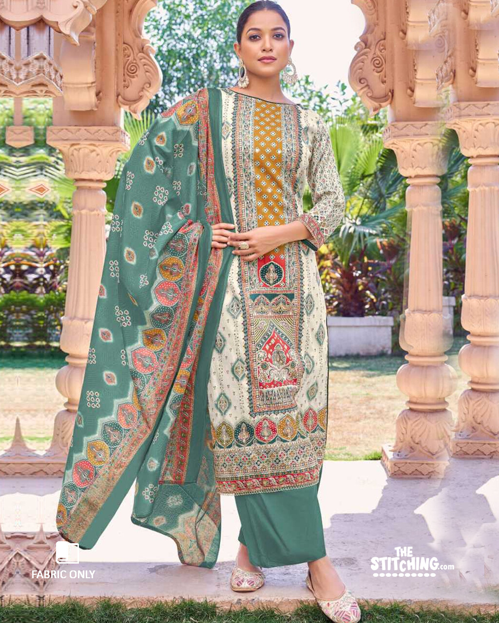yellow Unstitched Salwar Suit