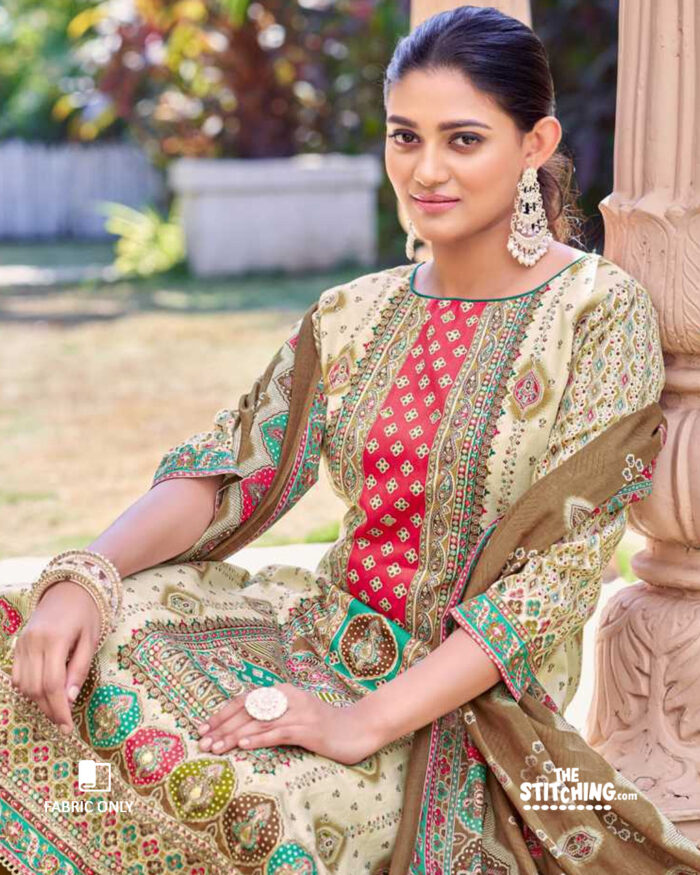 Brown Unstitched Dress material
