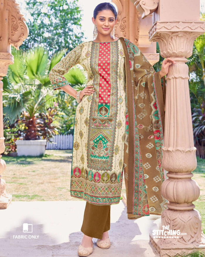 Brown Unstitched Dress material