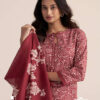 Red Unstitched Dress Material