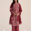 Red Unstitched Dress Material