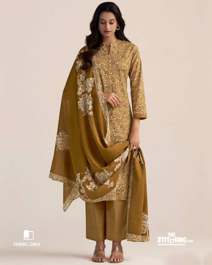 Yellow Unstitched Dress Material