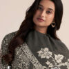 Grey Black Unstitched Dress Material