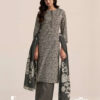 Grey Black Unstitched Dress Material