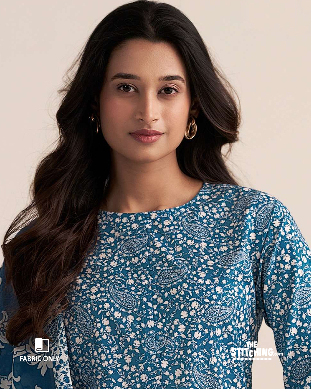 Blue Unstitched Dress Material