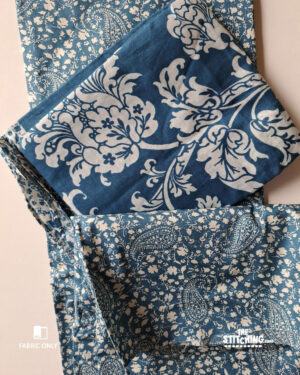 Seashell Cove Blue Premium Cotton Printed Unstitched Dress Material