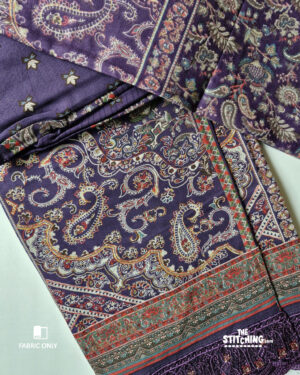 Carbon Blue Digital Print Viscose Pashmina Unstitched Dress Fabric