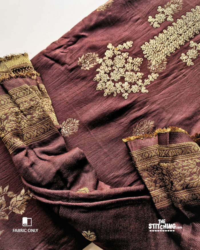 Brown Unstitched Dress Material