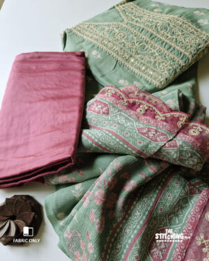 Green Unstitched Dress Material