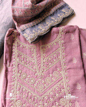 Purple unstitched salwar suit material