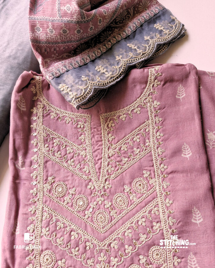 Purple unstitched salwar suit material