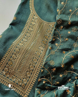 Metal Deluxe Green Premium Silk Unstitched Salwar Material